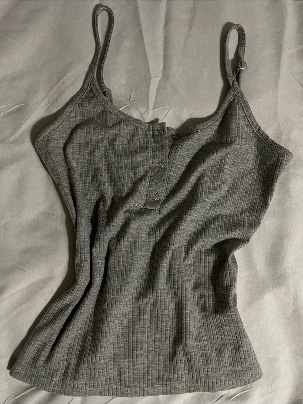 SHEIN Gray Ribbed Button-Front Cami